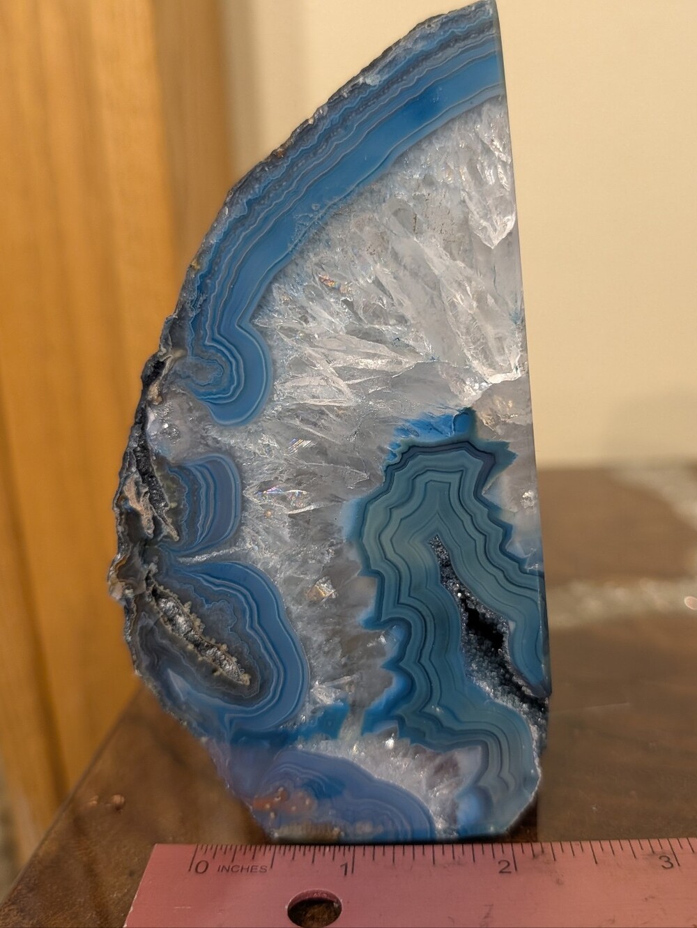 Agate Geodes Pair of Dyed Sections in Pink & Teal w/ Druzy - Picture 6 of 16